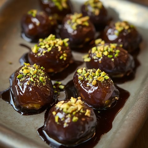 A plate of chocolate covered almonds.