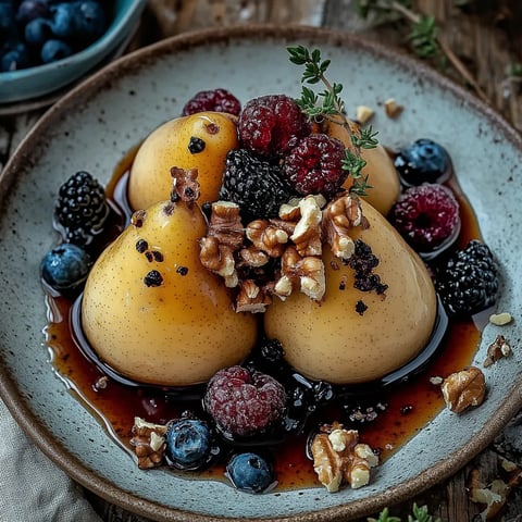A plate of food with berries and nuts.