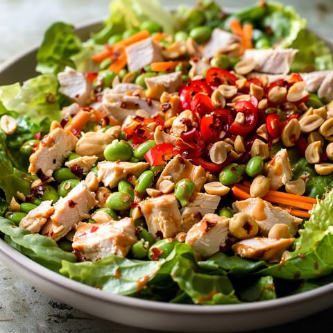A bowl of salad with chicken, beans, and carrots.