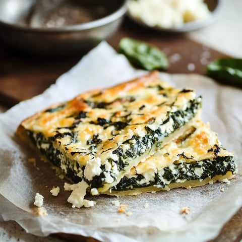 A slice of spinach quiche on a paper towel.