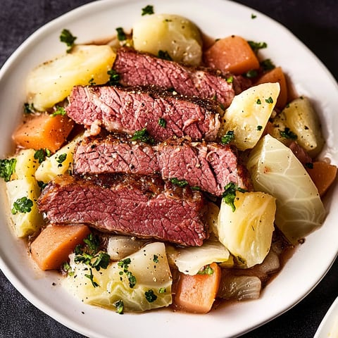 A plate of food with meat and vegetables.