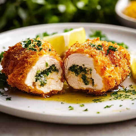 Two pieces of breaded meat with lemon wedges on top.