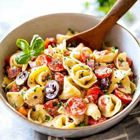 A bowl of pasta with tomatoes and basil.