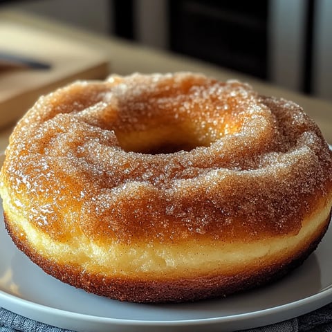 A glazed donut on a white plate.