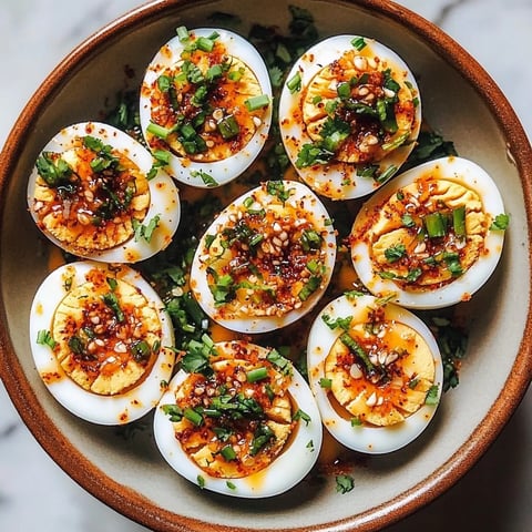 A bowl of eggs with spices.