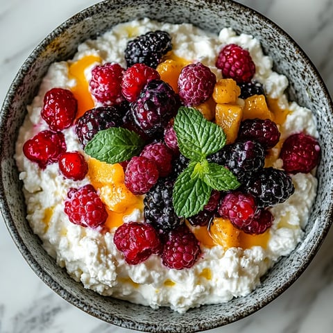 Bowl of fruit with raspberries, blackberries, and oranges.
