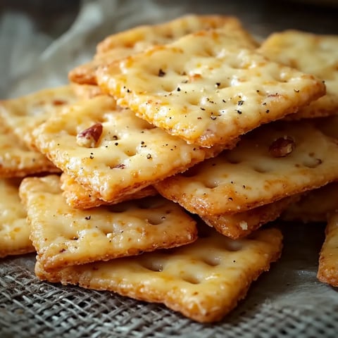 A stack of crackers on a table.