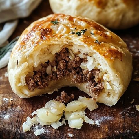 A close up of a beef and cabbage stuffed roll.