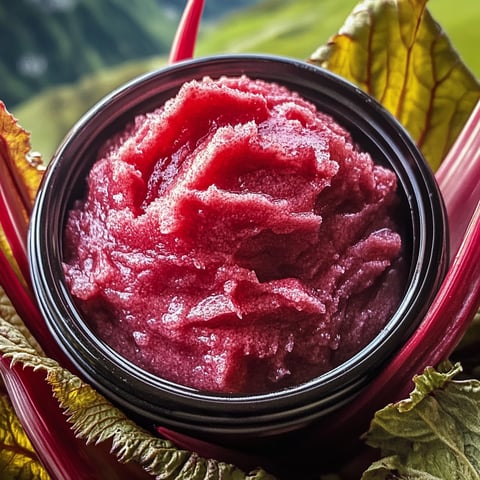 A jar of homemade rhubarb butter.
