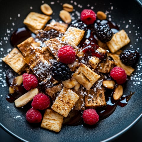 A plate of berry dessert nachos.