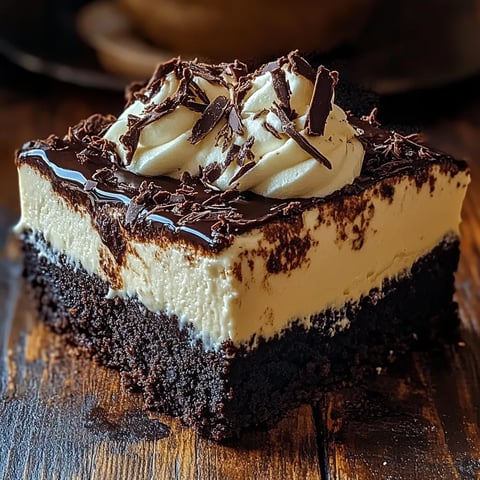 A chocolate dessert with white cream.
