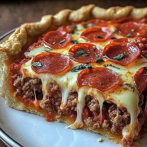 A deep hamburger sausage pepperoni pizza.