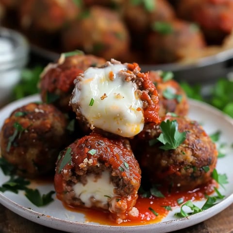 A plate of meatballs with cheese on top.
