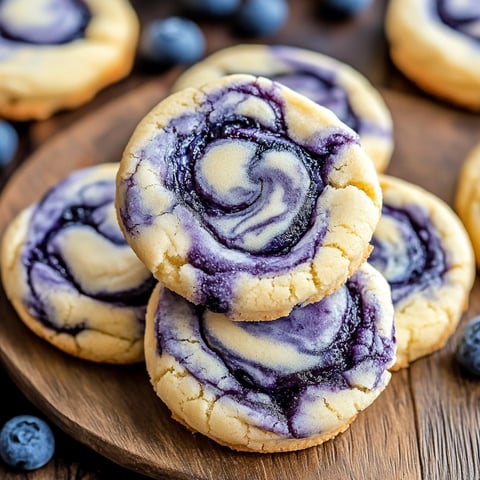 Blueberry cookies on a wooden board.