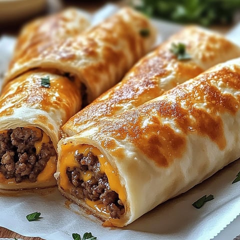 Garlic butter beef cheeseburger rollups.