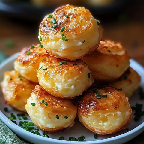 A stack of mashed potato cheese puffs.