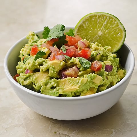 A bowl of guacamole with tomatoes and limes on top.