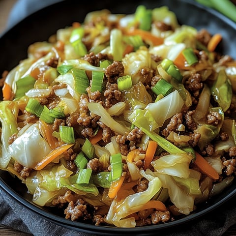 Ground beef and cabbage piled in a bowl, showing off a wholesome Chinese dinner.