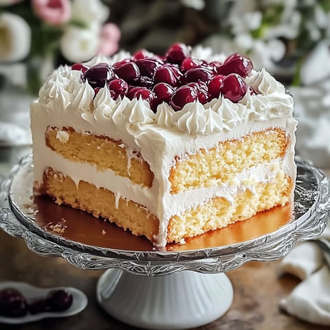 A slice of Heaven On Earth Cake is displayed on a plate.