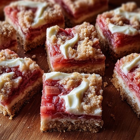 A delicious dessert made with rhubarb and cream cheese.