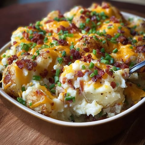 A delicious Mississippi Mud Potatoes dish is served in a bowl.