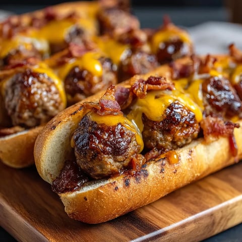 Bourbon BBQ Bacon Cheeseburger Meatball Subs Ready in 30 Minutes