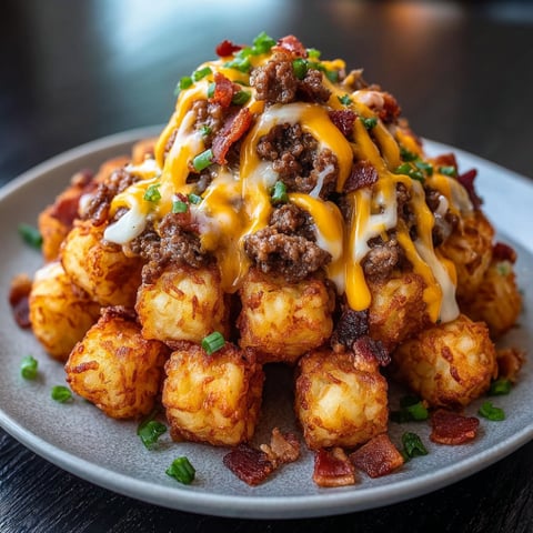 A plate of bacon cheeseburger stuffed tater tots.