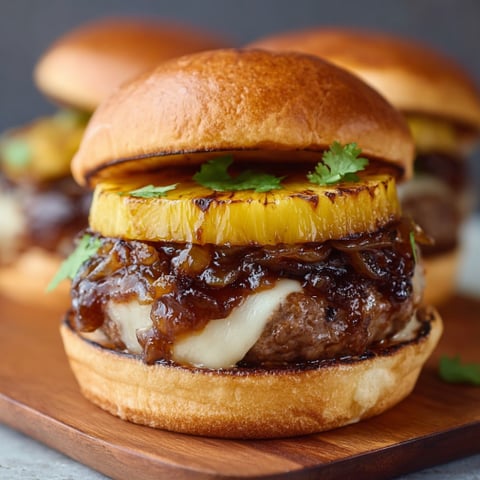 A delicious Hawaiian Teriyaki Burger with a slice of pineapple on top.