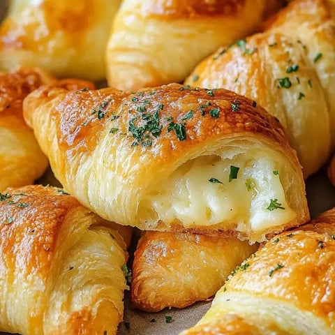 A plate of cheesy garlic crescent rolls.