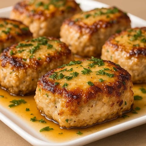 A plate of garlic Parmesan chicken meatloaves.