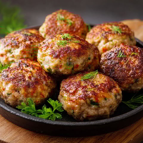 A delicious plate of stuffed meatballs with vegetables and cheese.