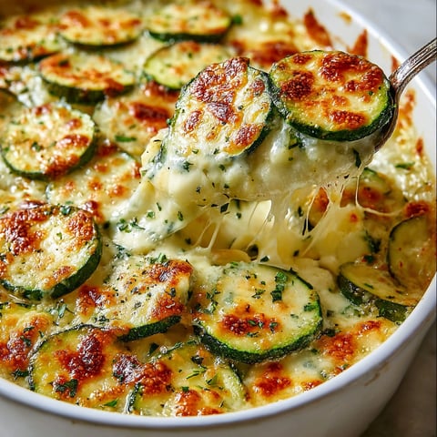 A delicious baked zucchini and cheese dish, ready to be served.
