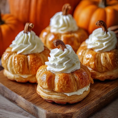 Three crescent pumpkin pastries with cream cheese and pumpkin pie filling.