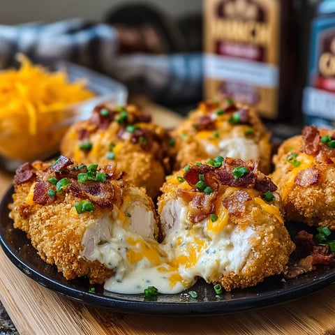 A plate of Chicken Bacon Ranch Tender Bombs is displayed on a table.