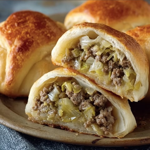 A plate of meat and vegetable filled pastries.