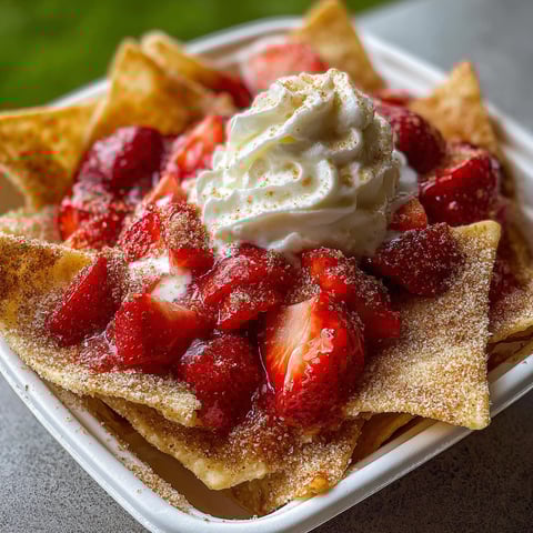 A delicious dessert made with strawberries and whipped cream.