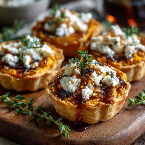 A plate of mini pumpkin tarts with cheese and sauce on top.