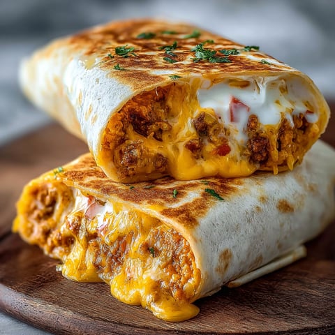 A delicious burrito filled with cheese and meat, ready to be enjoyed.