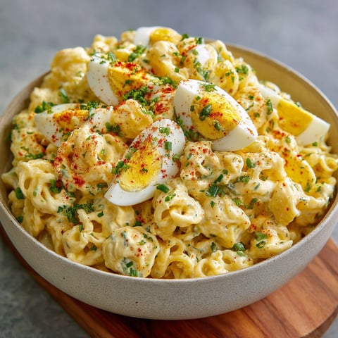 A bowl filled with a delicious Deviled Egg Salad.