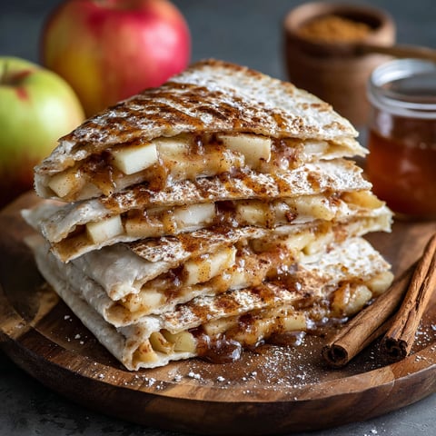 A stack of apple pies with a spoonful of sugar and cinnamon on top.