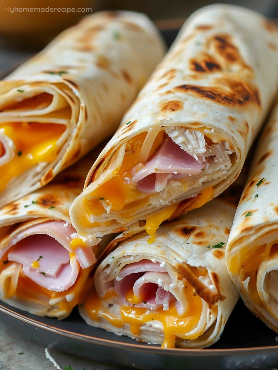 Air Fryer Hot Chicken Ham & Cheese Wraps