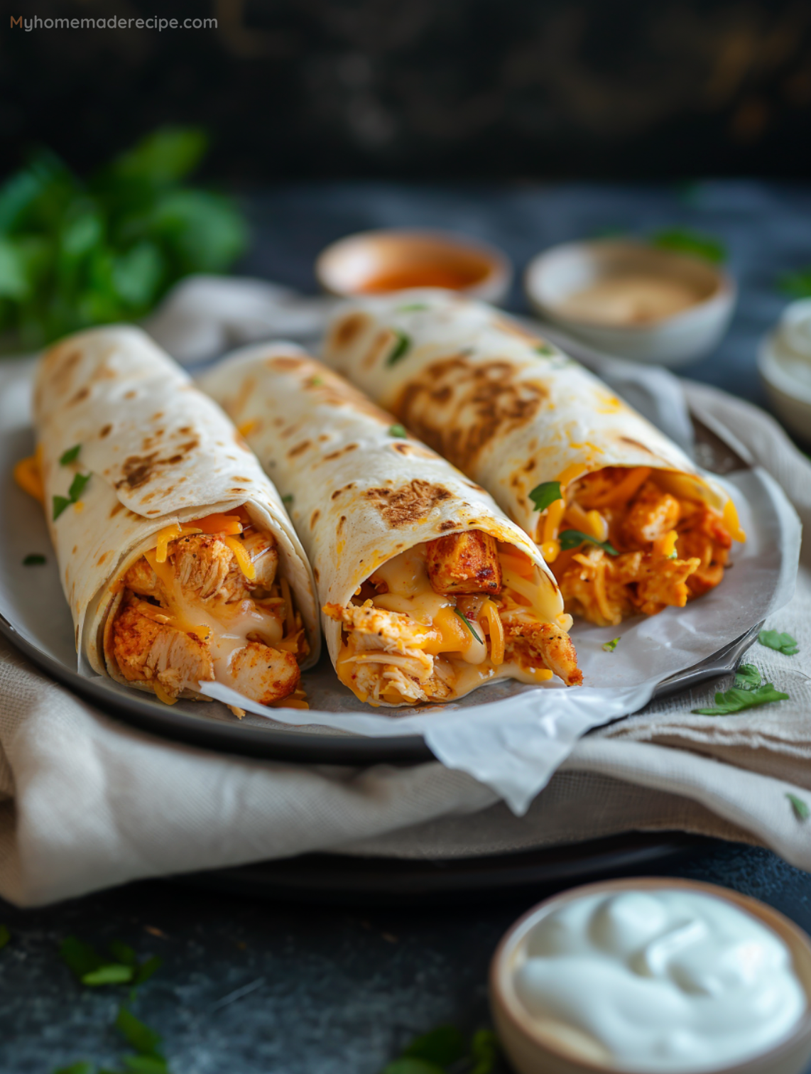 Crispy Air Fryer Hot Chicken and Cheese Wraps