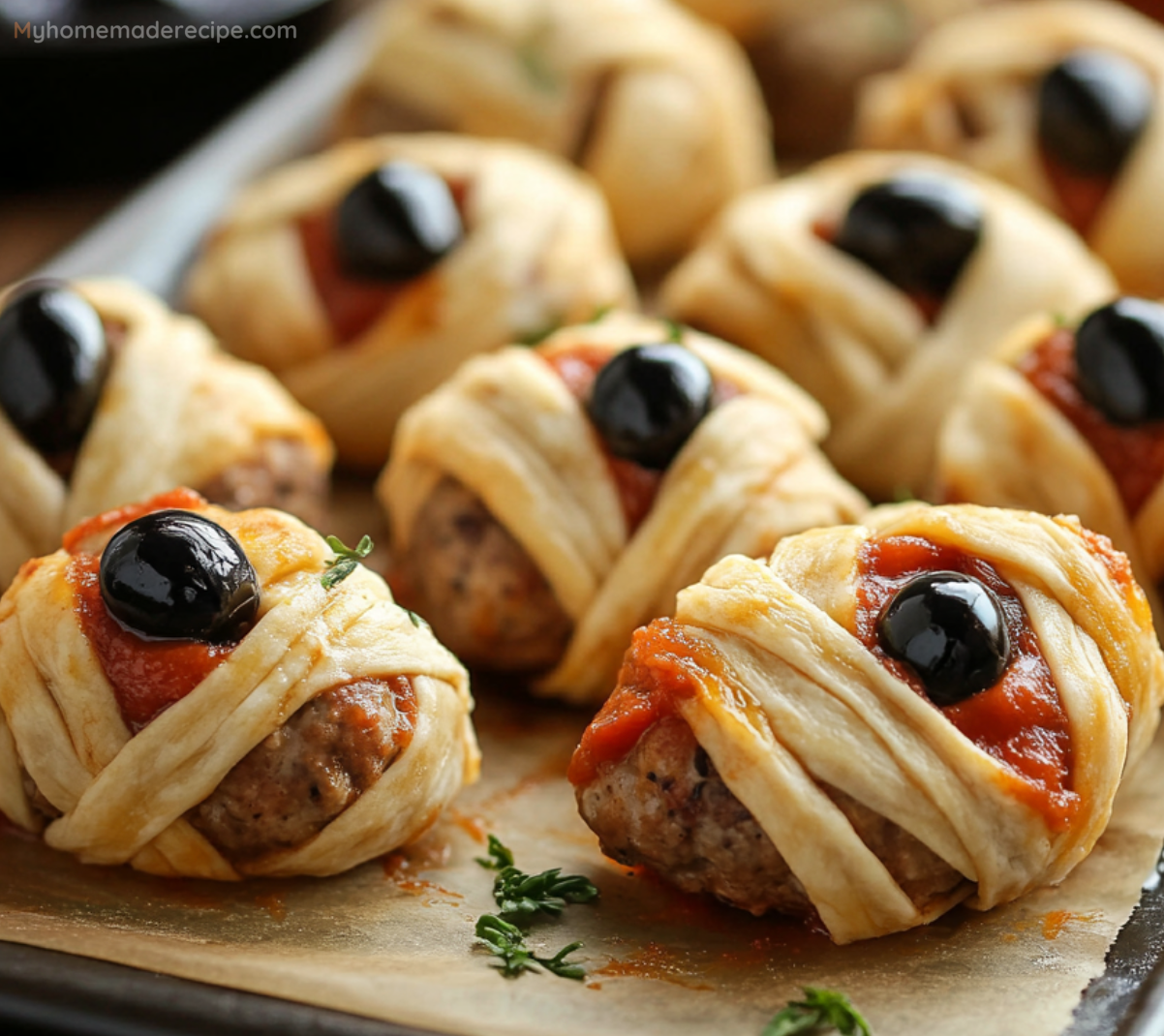 Halloween Mummy Meatballs