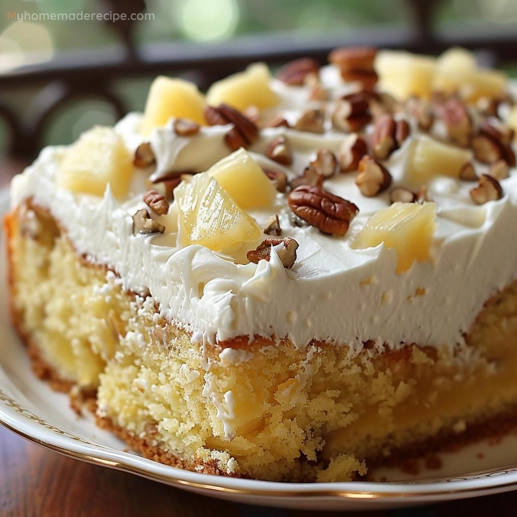 Elvis Presley Cake with pineapple topping and cream cheese frosting