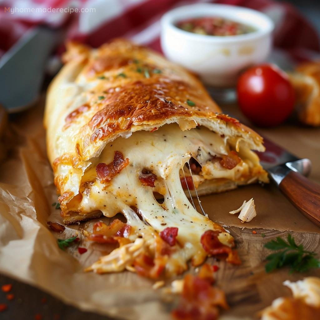 Chicken Bacon Ranch Calzone on a plate