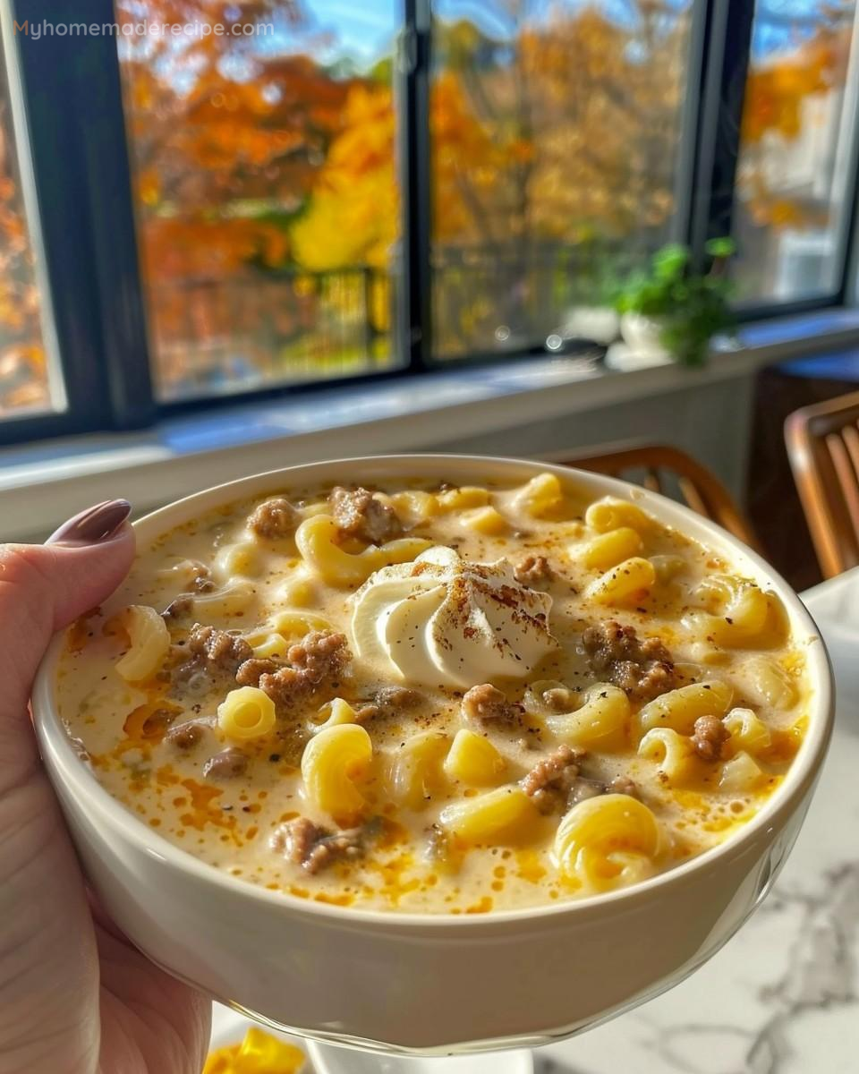 One-Pot Macaroni Cheeseburger Soup