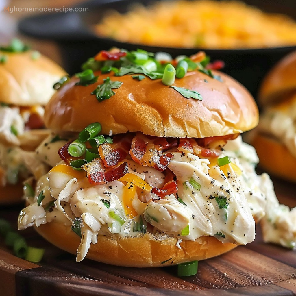 Slow Cooker Chicken Bacon Ranch Sandwiches