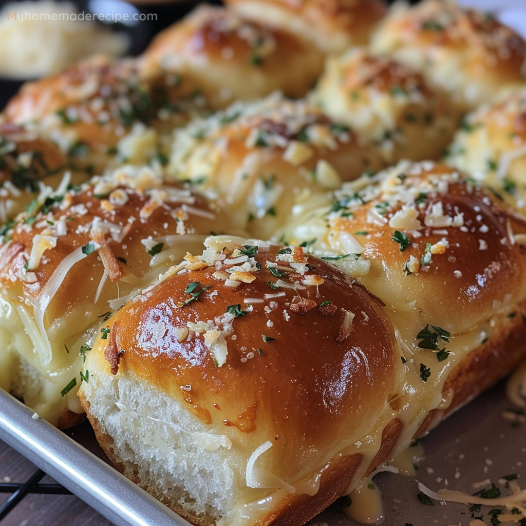 Delicious Hawaiian Roll Garlic Bread topped with garlic butter and melted cheese