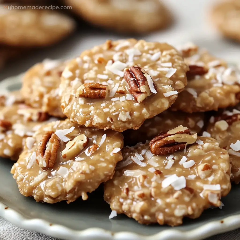 No Bake Pecan Coconut Praline Cookies