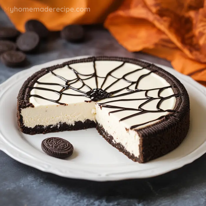 No-Bake Spiderweb Cheesecake